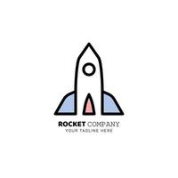 Rocket logo design with simple line art style vector