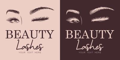 Beautiful woman eyelashes vector line art logo