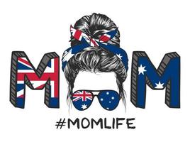 Mom with Australian flag headband and glasses vector illustration