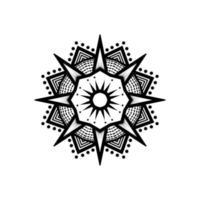 vector mandala blanco y negro aislado en blanco. elemento decorativo circular dibujado a mano vectorial. Ilustración de vector de colección de plantilla de tarjeta de invitación de ornamento de marco de boda