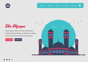 Landing page template of Mosque illustration. Modern flat design concept of web page design for website and mobile website. Easy to edit and customize. Vector illustration. Flat design style