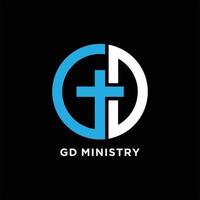 logotipo inicial gd con concepto cruzado para la comunidad cristiana vector