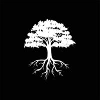 Vector tree with negative space concept isolated on black background