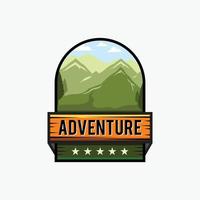 Adventure logo design template with natural scenery vector