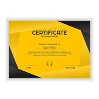 Creative Certificate of Appreciation Award Template with yellow color vector