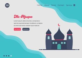 Landing page template of Mosque illustration. Modern flat design concept of web page design for website and mobile website. Easy to edit and customize. Vector illustration. Flat design style