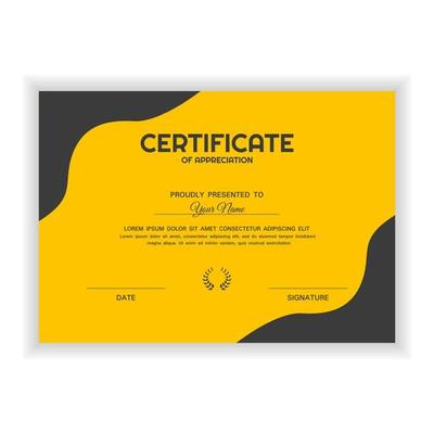 Creative Certificate of Appreciation Award Template with yellow color