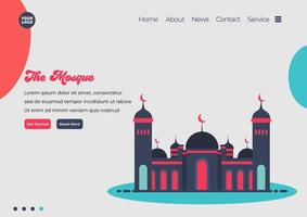 Landing page template of Mosque illustration. Modern flat design concept of web page design for website and mobile website. Easy to edit and customize. Vector illustration. Flat design style