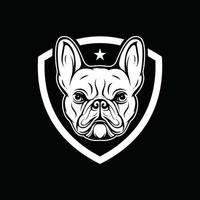 Dog head vector design on black and white color for mascot logo