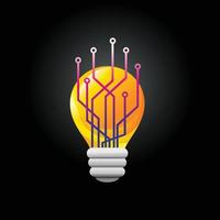 Light bulb vector illustration with technology graphic concept