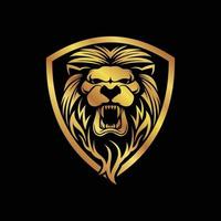 Lion head vector design in gold color