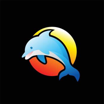 diseño de vector de delfín con color degradado