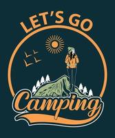 Let's Go Camping Vector T-Shirt Design Template