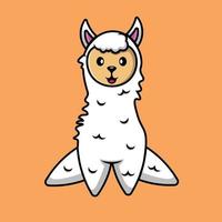 lindo llama alpaca sentado dibujos animados vector icono ilustración. concepto de icono animal vector premium aislado