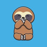 Cute Sloth Happy Cartoon Vector Icon Illustration. Animal Icon Concept Isolated Premium Vector.