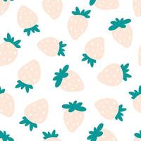 Strawberry seamless pattern. Simple summer berry ornament vector