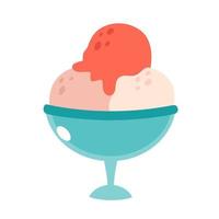 Ice cream scoops in glass with different flavors. Summertime vector