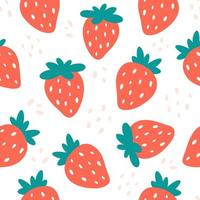 Strawberry seamless pattern. Simple summer berry ornament. vector