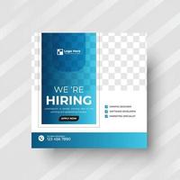 Blue We are hiring Social media Post vector