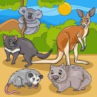 grupo de personajes de animales salvajes de divertidos dibujos animados vector
