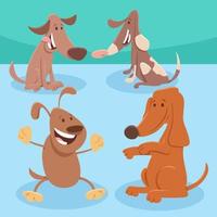 comic dogs and puppies animal characters group vector