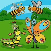 cartoon insects funny animal characters group vector