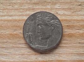 20 cent coin reverse showing woman with ear of wheat, currency o photo