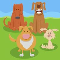 funny cartoon dogs and puppies animal characters group vector