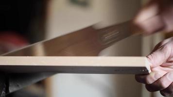 carpenter sawing a workpiece with a Japanese saw video