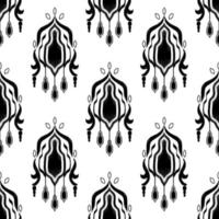 Seamless ethnic pattern black and white, Vector drawing frame element design for fashion clothes, wallpaper, wrapping paper, decoration background.