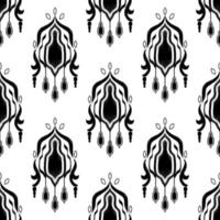 Seamless ethnic pattern black and white, Vector drawing frame element design for fashion clothes, wallpaper, wrapping paper, decoration background.