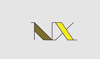 letras del alfabeto iniciales monograma logo nx, xn, n y x vector
