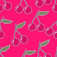 Trendy summer pattern with a cherry on a crimson background. Bright summer pattern for printing, paper, wallpaper, fabric and for the internet. vector