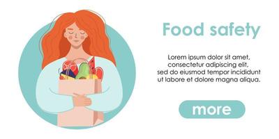 Web banner for international food safety day. Healthy food safety flat vector illustration concept for banner, website, landing page template, advertisement and flyer