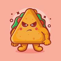 cute triangle sandwich food character mascot with angry expression isolated cartoon in flat style design vector