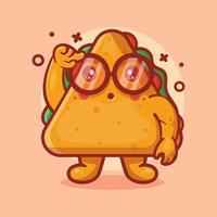 genius triangle sandwich food character mascot with thinking expression isolated cartoon in flat style design vector