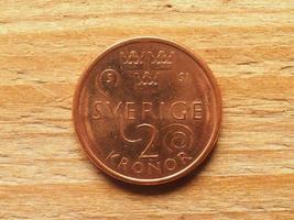 moneda de suecia, moneda de 2 coronas al revés foto