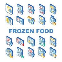 conjunto de iconos de embalaje de almacenamiento de alimentos congelados vector