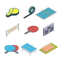 Table Tennis Game Equipment Collection Set Vector