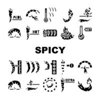 Spicy Pepper Different Scale Icons Set Vector