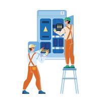 Electrical Engineering Cabinet Workers Vector