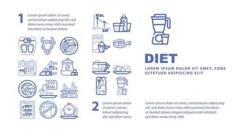 vector de encabezado de aterrizaje de productos dietéticos y herramientas