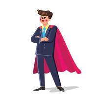 Brave Male Wearing Super Hero Cloak Clothes Vector