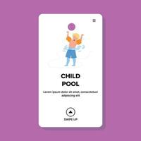 Child Pool Playing Little Boy With Ball Vector