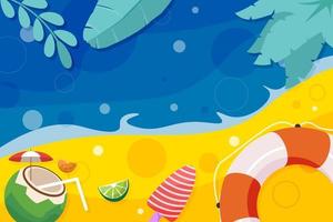 Summer beach with coconut elements background vector