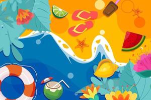 Summer beach elements background vector