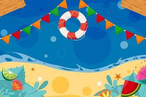 Summer beach top view elements background vector