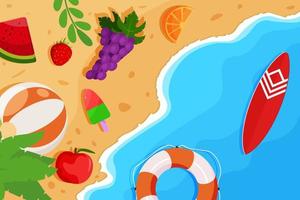 Summer beach top view paper clip elements background vector