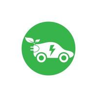 coche ecológico y vector de logotipo de icono de tecnología de coche verde eléctrico.