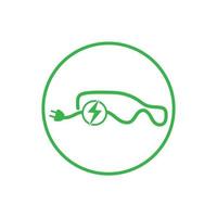 coche ecológico y vector de logotipo de icono de tecnología de coche verde eléctrico.